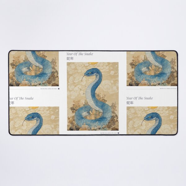 Item preview, Year Of The Snake 蛇年 Japanese Water Color Painting Blue Snake designed and sold by GraTEEtude.