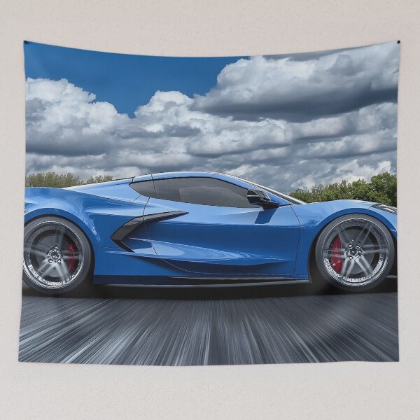 Item preview, Blue Corvette E-Ray Poster – Electrified Speed in Striking Blue designed and sold by AutoPopStudio.