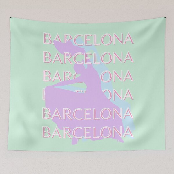Item preview, Barcelona Travel Art, Spain Travel Art, Pastel, Green designed and sold by Magic Love Art Print.