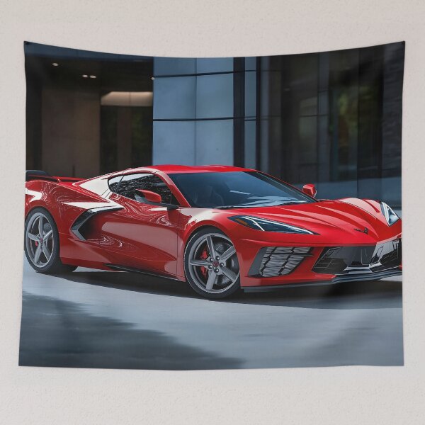 Item preview, Candy Apple Red Corvette E-Ray Poster – Electrified Performance in Stunning Red II designed and sold by AutoPopStudio.
