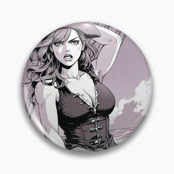 Item preview, Vintage Manga style Red Head Pirate Queen Anne Bonney vintage Anime Manga Illustration designed and sold by Vintage Designs +.