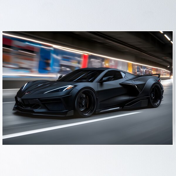 Item preview, Black Corvette E-Ray Poster – Sleek Hybrid Power III designed and sold by AutoPopStudio.