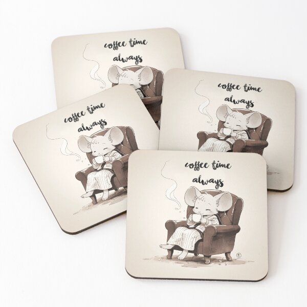 Item preview, Cute mouse Coffee Time Always designed and sold by Vintage Designs +.