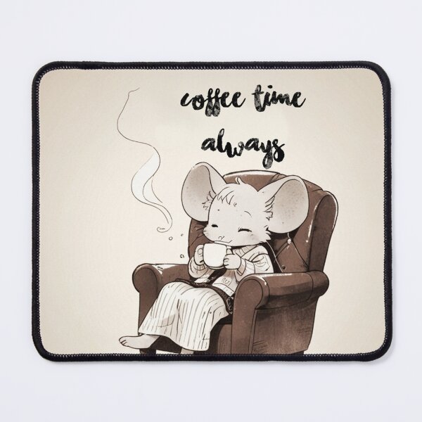 Item preview, Cute mouse Coffee Time Always designed and sold by Vintage Designs +.