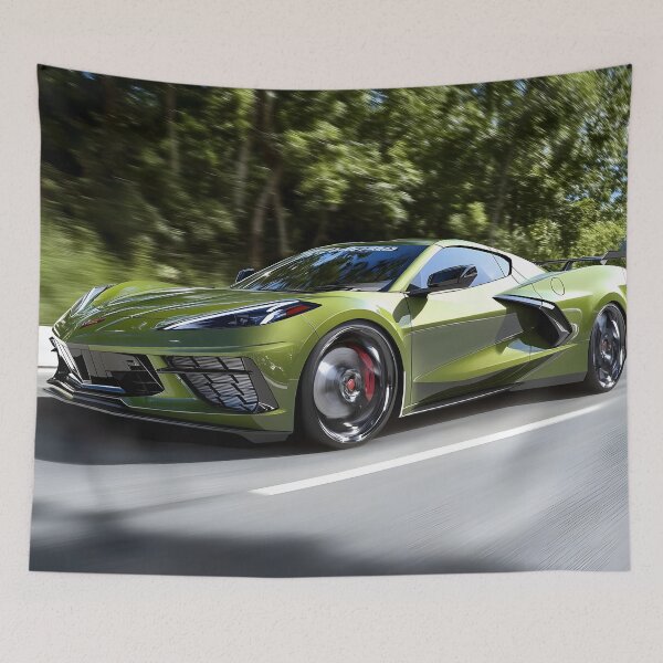 Item preview, Green Corvette E-Ray Poster – Electrified Muscle in Striking Green designed and sold by AutoPopStudio.