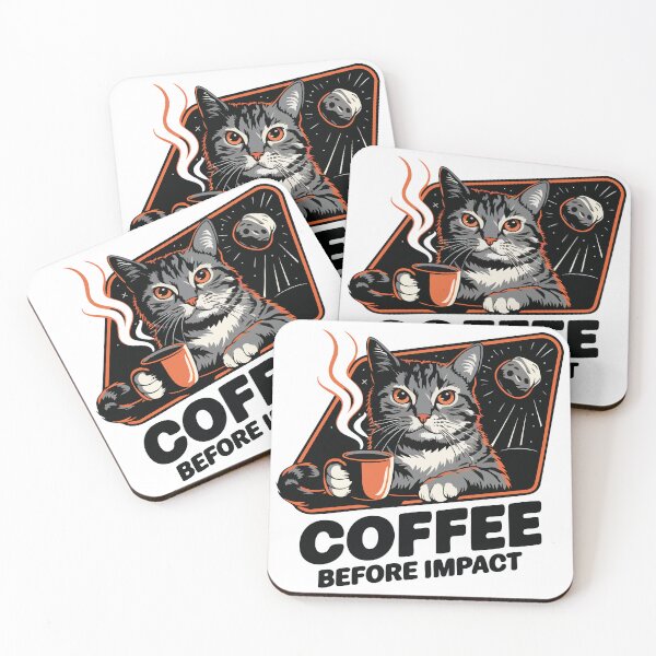 Item preview, Coffee Before Impact – Cat & Asteroid Apocalypse Design designed and sold by CrownedCanvas.