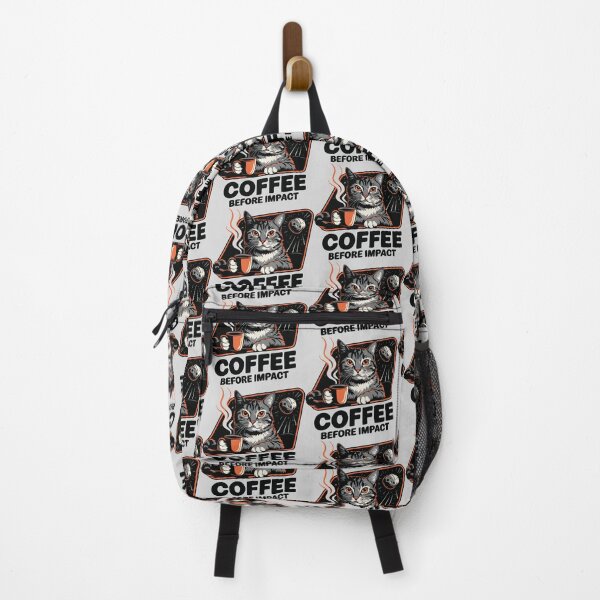 Item preview, Coffee Before Impact – Cat & Asteroid Apocalypse Design designed and sold by CrownedCanvas.