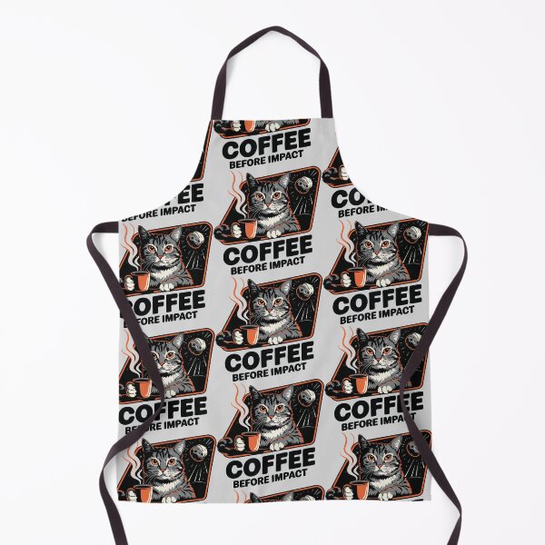 Item preview, Coffee Before Impact – Cat & Asteroid Apocalypse Design designed and sold by CrownedCanvas.