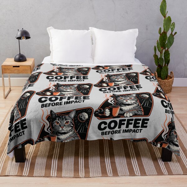 Item preview, Coffee Before Impact – Cat & Asteroid Apocalypse Design designed and sold by CrownedCanvas.