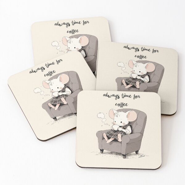 Item preview, Cute mouse Coffee Time Always designed and sold by Vintage Designs +.