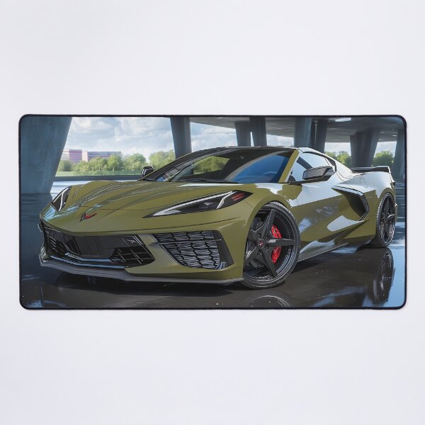 Item preview, Green Corvette E-Ray Poster – Electrified Muscle in Striking Green II designed and sold by AutoPopStudio.