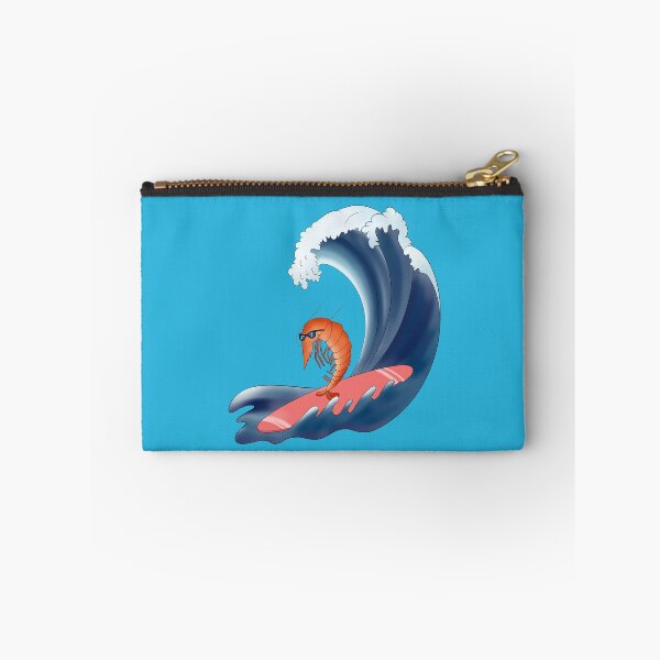 Item preview, A shrimp rides the waves on a surfboard. designed and sold by Kalamkas.