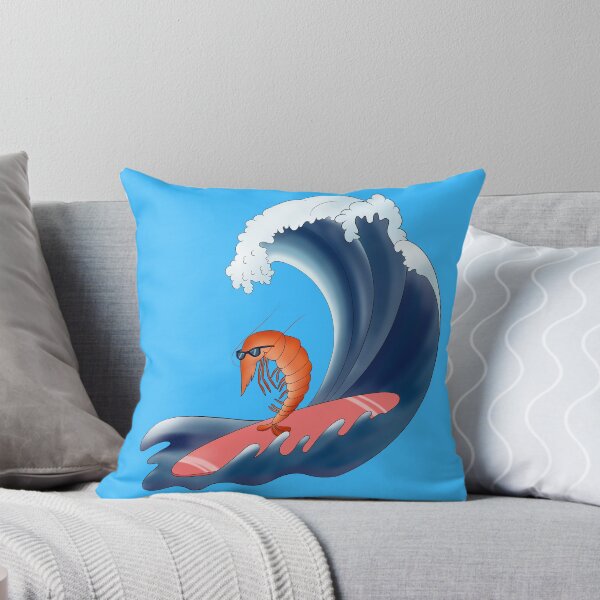 Item preview, A shrimp rides the waves on a surfboard. designed and sold by Kalamkas.