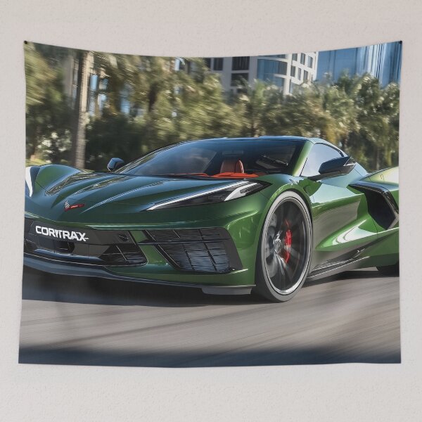 Item preview, Green Corvette E-Ray Poster – Electrified Muscle in Striking Green III designed and sold by AutoPopStudio.