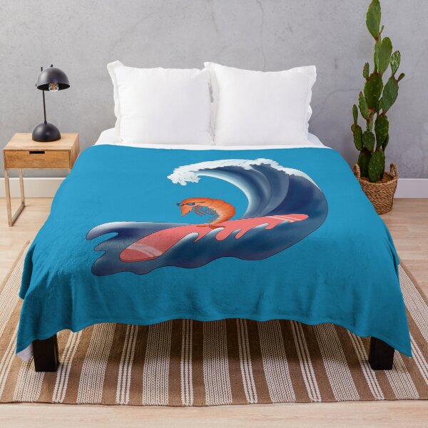 Item preview, A shrimp rides the waves on a surfboard. designed and sold by Kalamkas.
