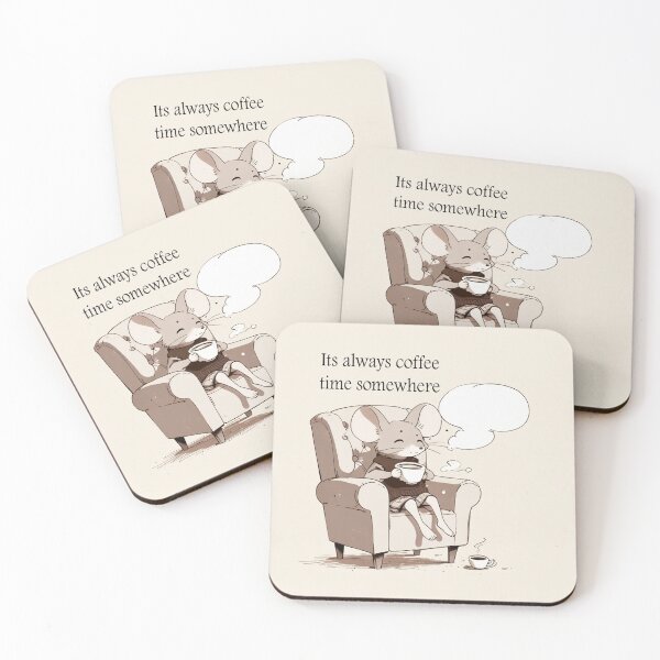 Item preview, Cute mouse its always coffee time somewhere designed and sold by Vintage Designs +.