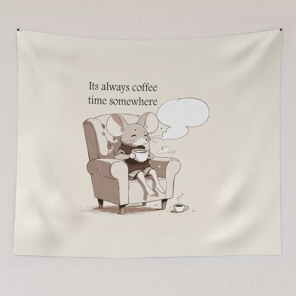 Item preview, Cute mouse its always coffee time somewhere designed and sold by Vintage Designs +.