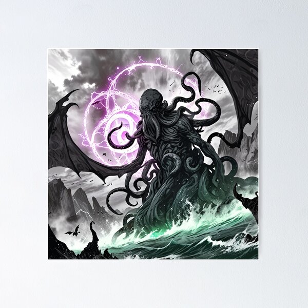 Item preview, Cthulhu the evil all seeing Eldritch Lovecraftian God Anime Manga style art designed and sold by Vintage Designs +.