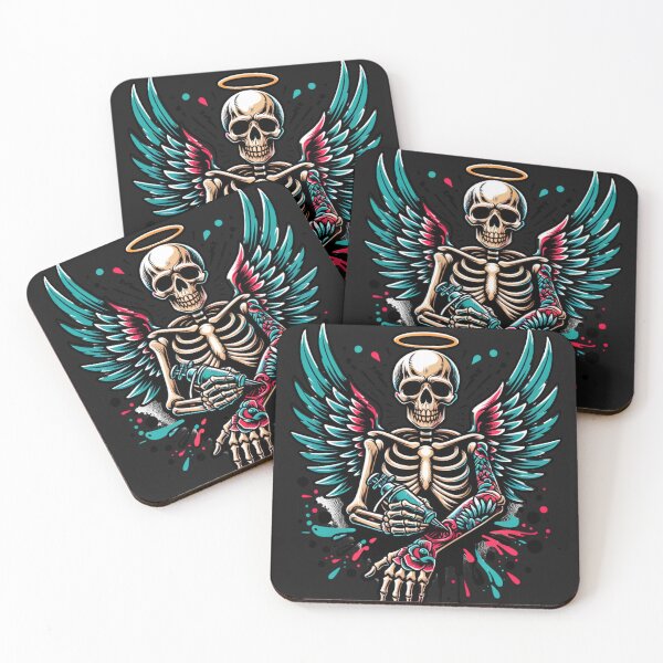 Item preview, Tattooed Angel of Death - Skeleton Ink Art designed and sold by DARK_NOVA.