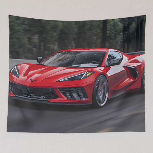 Item preview, Candy Apple Red Corvette E-Ray Poster – Electrified Performance in Stunning Red III designed and sold by AutoPopStudio.