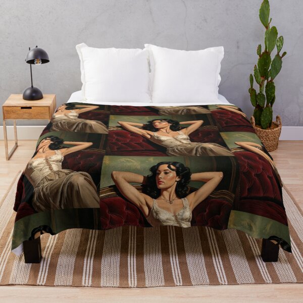 Item preview, a painting in a french renaissance style beautiful woman rests on her sofa with her hands behind her head designed and sold by Vintage Designs +.