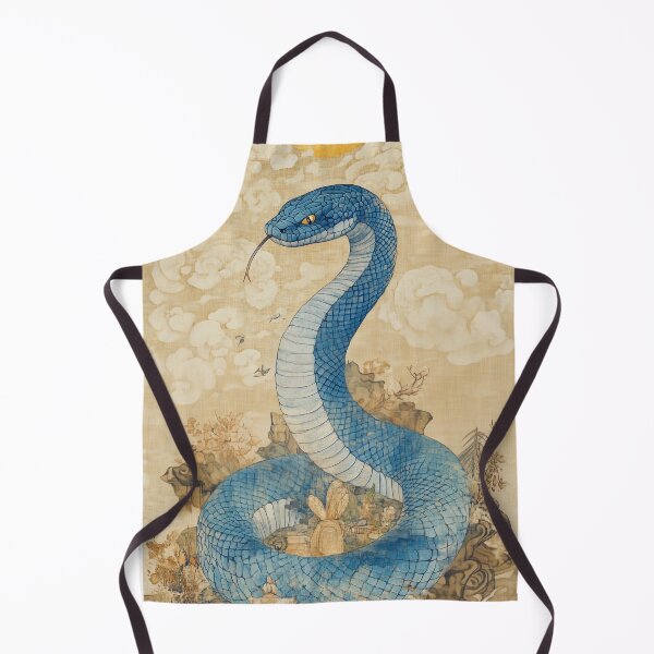 Item preview, Year Of The Snake 蛇年 Japanese Water Color Painting Blue Snake designed and sold by GraTEEtude.