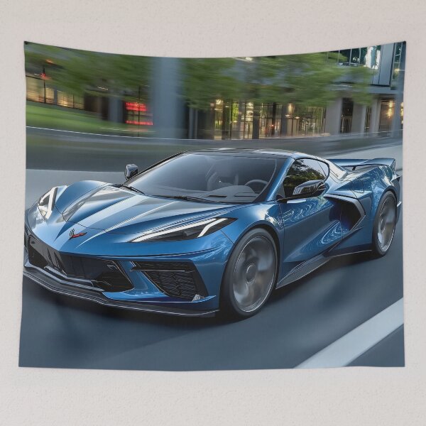 Item preview, Blue Corvette E-Ray Poster – Electrified Speed in Striking Blue III designed and sold by AutoPopStudio.