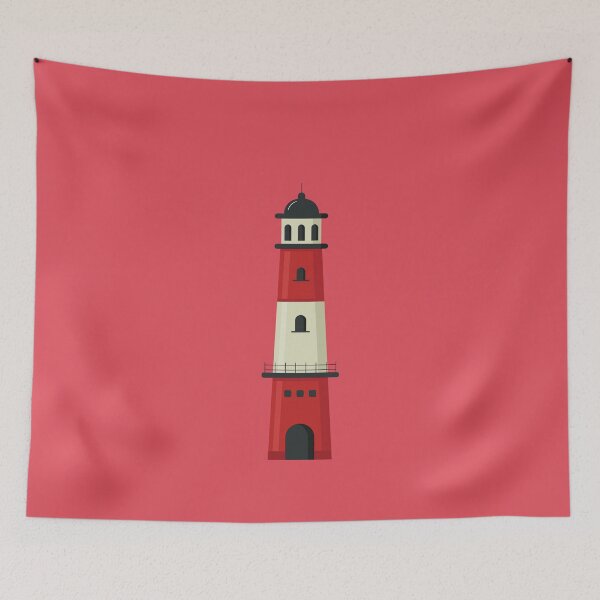 Item preview, Red and White Lighthouse on Red Background designed and sold by 45CreativeClub.