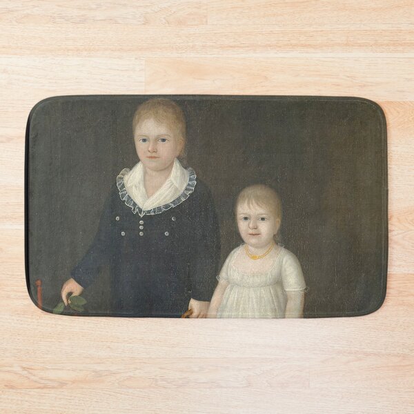 Item preview, Vintage Antique portrait of two strange looking children Haunted house painting designed and sold by Vintage Designs +.