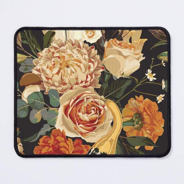 Item preview, Autumn flowers, herbs and mushrooms seamless pattern. Black background. designed and sold by MatyKotiv.