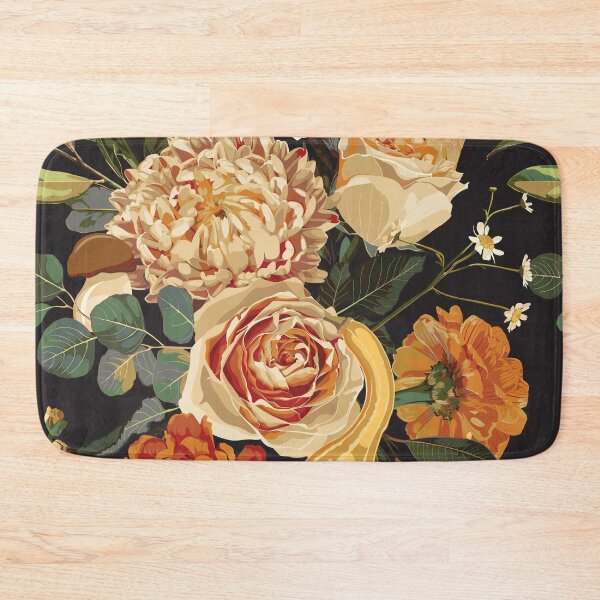 Item preview, Autumn flowers, herbs and mushrooms seamless pattern. Black background. designed and sold by MatyKotiv.