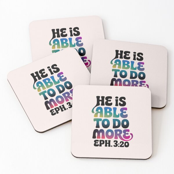 Item preview, He Is Able to Do More – Ephesians 3:20 Christian Calligraphy Gradient Bible Verse designed and sold by  KnitLuv.