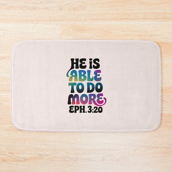 Item preview, He Is Able to Do More – Ephesians 3:20 Christian Calligraphy Gradient Bible Verse designed and sold by  KnitLuv.