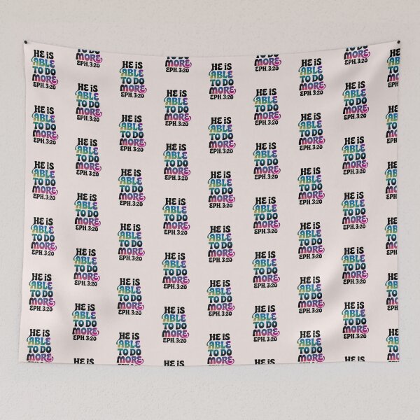 Item preview, He Is Able to Do More – Ephesians 3:20 Christian Calligraphy Gradient Bible Verse designed and sold by  KnitLuv.