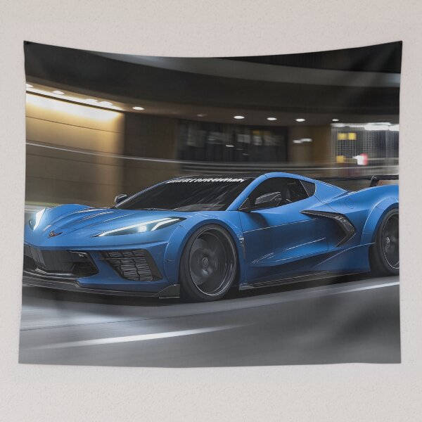 Item preview, Blue Corvette E-Ray Poster – Electrified Speed in Striking Blue IV designed and sold by AutoPopStudio.
