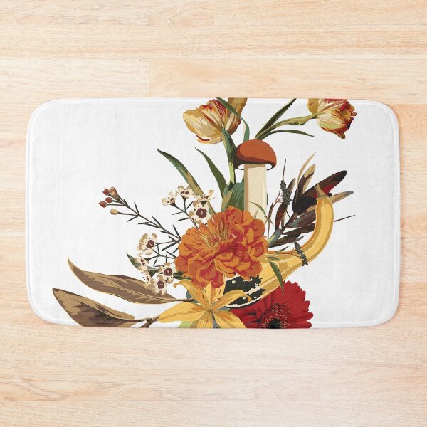 Item preview, Autumn flowers dahlia, lilies roses, herbs, pumpkin, mushrooms and berries composition. designed and sold by MatyKotiv.