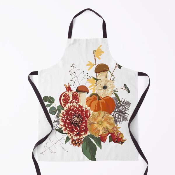 Item preview, Autumn flowers dahlia, lilies roses, herbs, pumpkin, mushrooms and berries composition. designed and sold by MatyKotiv.