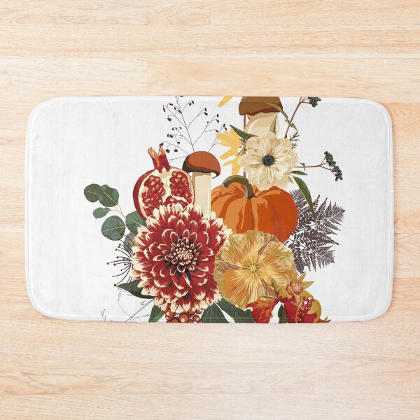 Item preview, Autumn flowers dahlia, lilies roses, herbs, pumpkin, mushrooms and berries composition. designed and sold by MatyKotiv.