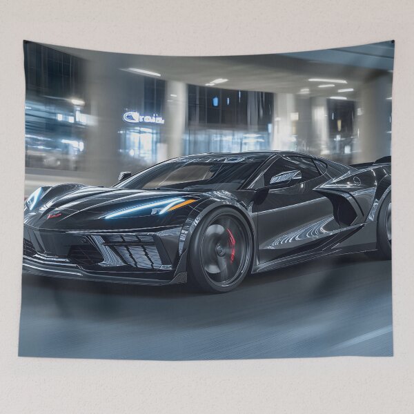 Item preview, Black Corvette E-Ray Poster – Sleek Hybrid Power IV designed and sold by AutoPopStudio.