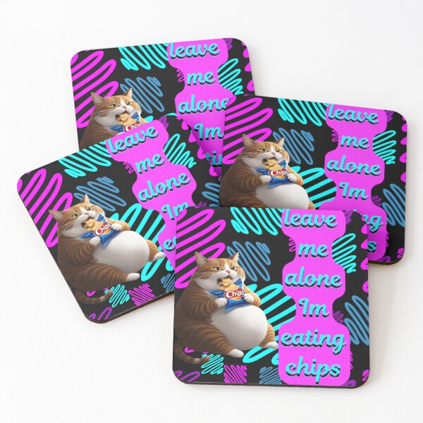 Item preview, leave me alone Im eating chips, fat cat funny pic eating chips designed and sold by The Far Far North.