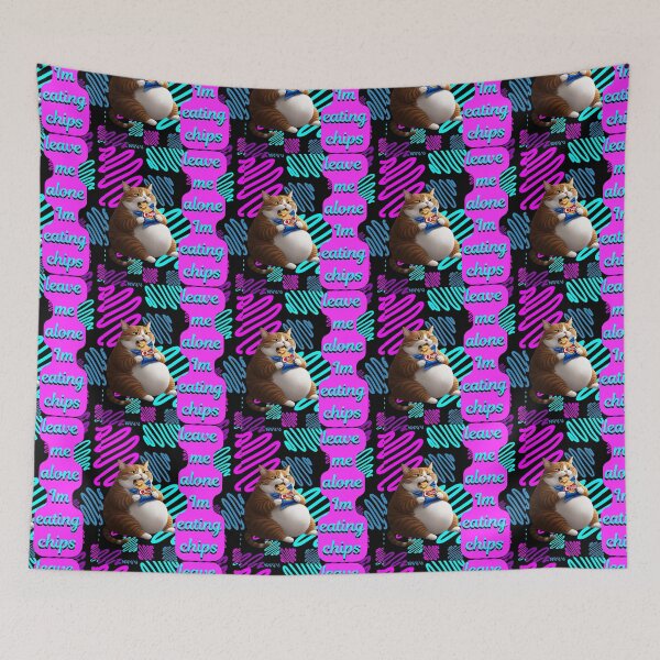 Item preview, leave me alone Im eating chips, fat cat funny pic eating chips designed and sold by The Far Far North.