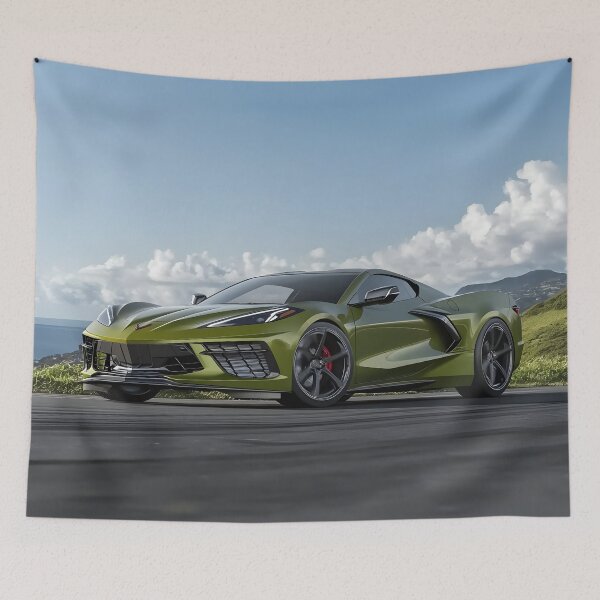 Item preview, Green Corvette E-Ray Poster – Electrified Muscle in Striking Green V designed and sold by AutoPopStudio.