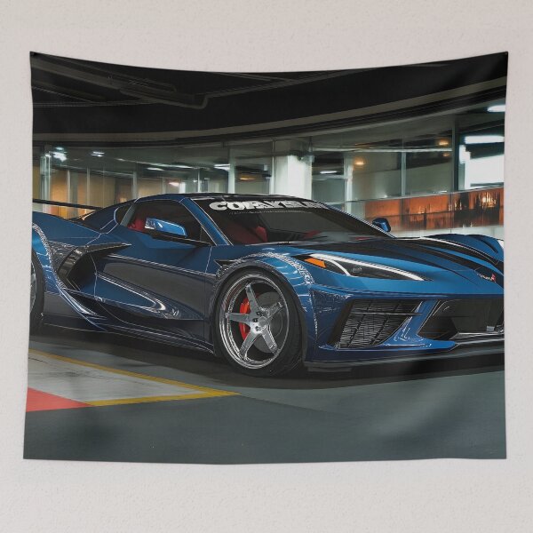 Item preview, Blue Corvette E-Ray Poster – Electrified Speed in Striking Blue V designed and sold by AutoPopStudio.