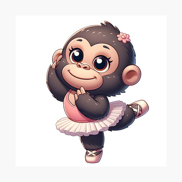 Item preview, Dancing Monkey – Funny Primate in Tutu designed and sold by Marichkaart.