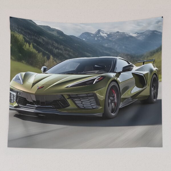 Item preview, Green Corvette E-Ray Poster – Electrified Muscle in Striking Green VI designed and sold by AutoPopStudio.