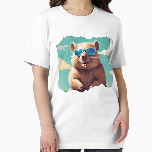 Vista previa del artículo con la obra «Wombat con gafas de sol IA», diseñado y vendido por Fanverse Merchandise.
