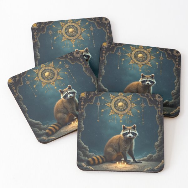 Item preview, Raccoon with Four Candles designed and sold by HabitableMoons.