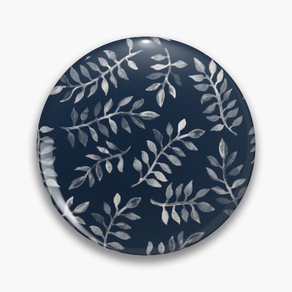 Item preview, White Leaves on Navy - a hand painted pattern designed and sold by micklyn.