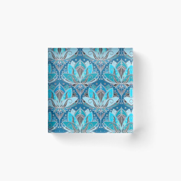 Item preview, Art Deco Lotus Rising - black, teal & turquoise pattern designed and sold by micklyn.