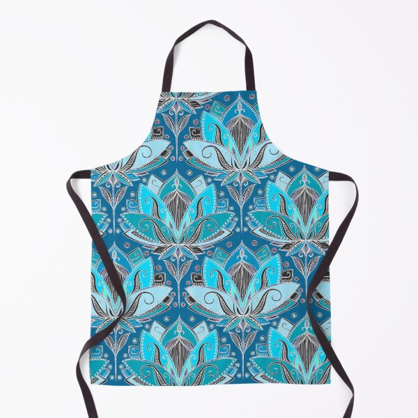 Item preview, Art Deco Lotus Rising - black, teal & turquoise pattern designed and sold by micklyn.